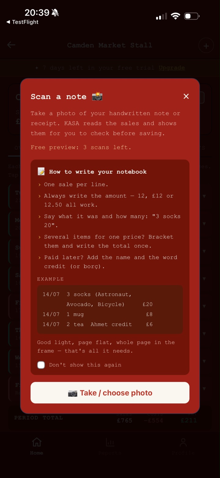 Scan a note — photograph your handwritten sales page